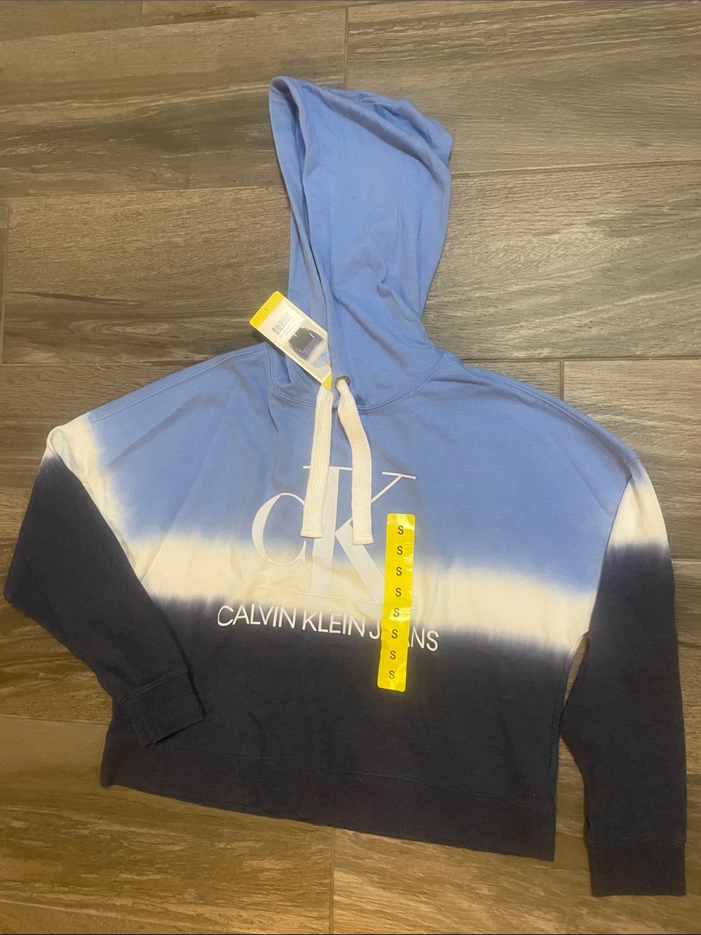 Calvin Klein Jeans Blue White Navy Ombre Logo Hoodie